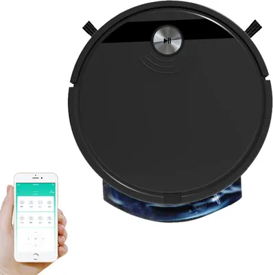 Obrázek produktu pro AIORBER Inteligentní robotický vysavač s dálkovým ovládáním a aplikací APP, 6 režimů čištění, sací výkon 1800 Pa, tichý provoz 55 dB, černý