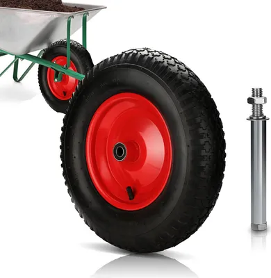 Produktbild von Yakimz Schubkarrenrad mit Achse Ersatzrad Schlauch Reifen 4.80/4.00-8 390 mm