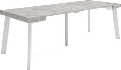 Produktbild von Ausziehbarertisch, 222x90x73cm, Für 10 Gäste, Hölzerne Beine, Zementgrau