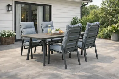 Produktbild von Destiny GARDA SAN MARINO Sitzgruppe 4 HL+Tisch 180x90cm, rechteckig, grau