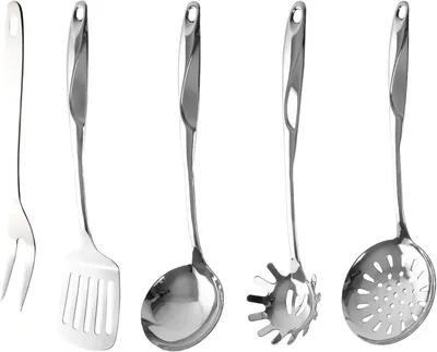 Obrázek produktu pro Sada kuchyňského příslušenství z nerezové oceli, 5 kusů, kuchyňské náčiní, vhodné pro vaření