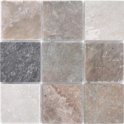 Produktbild von Mosaik Fliese Quarzit Naturstein Quarzit beige grau Küchenrückwand Spritzschutz MOS36-0210_f