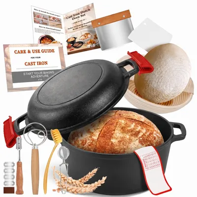 Obrázek produktu pro Holandská trouba z litiny, vhodná pro pečení chleba, objem 5 QT