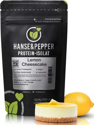 Produktbild von 1 kg (ca. 33 Portionen) / Lemon Cheesecake Veganes Proteinpulver - Hoher Proteingehalt