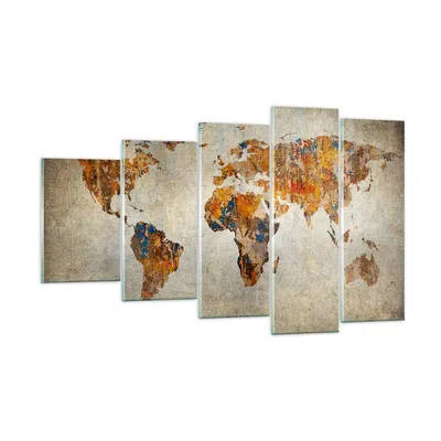 Produktbild von Bilder auf glas - Welt Karte Kontinente Geographie - 100x60cm - Glasbilder - Wandbilder - Kunstdruck - zum Aufhängen bereit - Wanddekoration aus Glas - Glas Bilder - Wandbild auf Glas - GEG100x60-2783