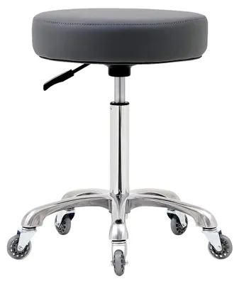 Produktbild von Hocker mit Rollen - Höhenverstellbarer Rollhocker mit 10 cm Polsterung - Werkstatthocker, Sitzhöhe, Bürohocker, Drehhocker, Arbeitshocker (Grau)