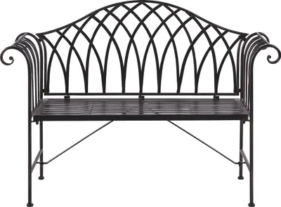 Obrázek produktu pro BELIANI Zahradní lavička černá kovová šířka 13 cm pro 2 osoby vintage design na terasu na zahradu na balkon