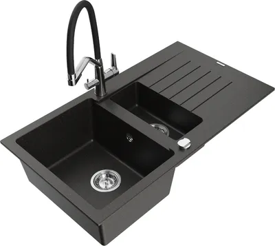 Produktbild von Mexen Matias Granitspüle 1,5 Becken Schwarz/Gold