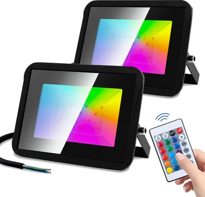 Obrázok produktu pre Clanmacy 2x 30W RGB reflektor s diaľkovým ovládaním 360ãControl RGB reflektor 14 farieb 4 režimy Dekoratívne svetlá RGB vonkajšie reflektory IP67 vodotesné pre narodeniny Vianoce Halloween party svadba