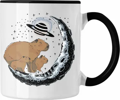Produktbild von Trendation - Galaxie Capybara Tasse Capybara Tier Kaffeetasse Geschenk für Capybara Liebhaber (Schwarz)