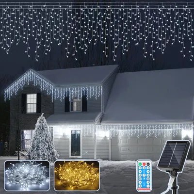 Obrázok produktu pre Jayseuw 15M 600LEDs solárne rozprávkové svetlá vonkajšie LED rozprávkové svetlá LED rozprávkové svetlá vianočné svetlá IP44 vodotesné studená biela