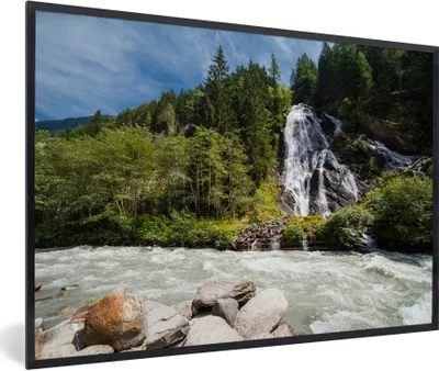 Produktbild von MuchoWow® Gerahmtes Poster Wasserfall am Großglockner in Österreich 90x60 cm - Poster mit Schwarzem Bilderrahmen Wandposter Rahmen Foto Bilder - Fotorahmen - Foto-Plakat
