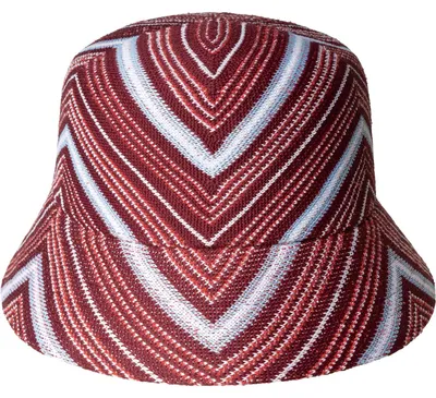 Kangol gestrickter Sommer Bucket Fischerhut mit ZickZack in rot