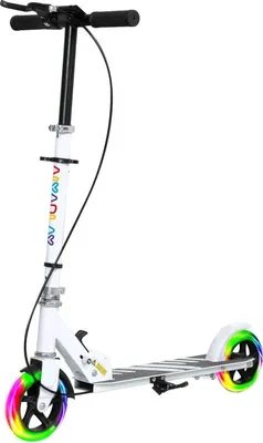 Productafbeelding van okwish Kinderloopfiets, kinderscooter met lichtgevende wielen, stadsroller met ABEC-7 lagers, geschikt voor kinderen van 3 tot 8 jaar, loopfiets met achterrem, handrem en voetsteun, wit