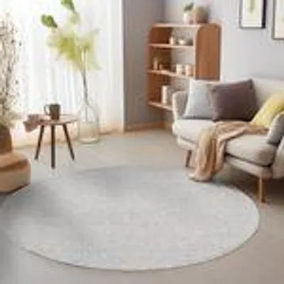 Obrázek produktu pro Schlingenteppich Schlafzimmer Einfarbig Meliert Design, Größe: 160 cm Rund, Farbe: Silber