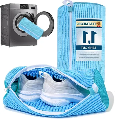 Productafbeelding van Schoenwaszakken - Schoenentas Wasmachine - Schoenen Wassen - 360 graden reiniging - 40 cm lang - Blauw