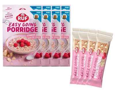 Produktbild von RUF Himbeer White Choc Porridge + Riegel (16 Stück)