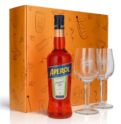 Produktbild von Aperol Spritz Geschenkset 0,7l Flasche 11 % Vol. + Signature Spritz Gläser|Orange