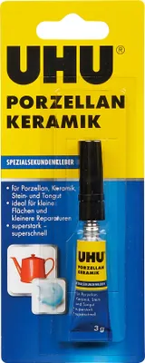 Produktbild von UHU PORZELLAN / KERAMIK Spezialsekundenkleber Schneller Reparaturkleber für Porzellan und Keramik 3g