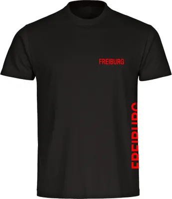 Produktbild von multifanshop Herren T-Shirt - Freiburg - Brust & Seite, schwarz, Größe L