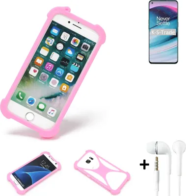 Produktbild von K-S-Trade Bumper + Kopfhörer kompatibel mit OnePlus Nord CE 5G Handy Hülle Schutzhülle Silikon Schutz Hülle Cover Case Silikoncase Silikonbumper