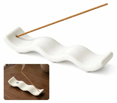 Räucherstäbchenhalter aus Keramik, weiß, für Zuhause und Meditation