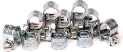 Produktbild von 10 x Mini Schlauchklemmen-Sortiment Rundziehende Schlauchschellen Satz 8-10 mm