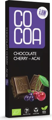 CZEKOLADA SUROWA WIŚNIA - ACAI BIO 40 g - COCOA