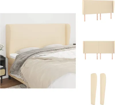 Produktbild von vidaXL Kopfteil mit Ohren Creme 203x23x118/128 cm Stoff -  Kopf- & Fußenden