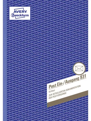 Obrázek produktu pro Avery Zweckform PosteinAusgang Formularbuch 931 DIN A4 50Bl. - Bürokleinmaterial - A4