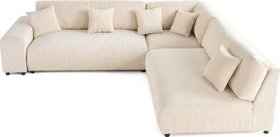 Image de Lisa Design Garance - canapé modulable d'angle droit - 6 places - en velours côtelé , Beige