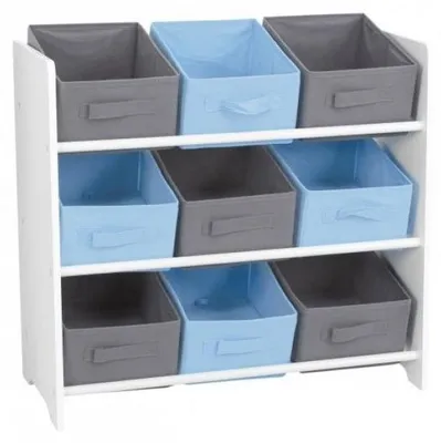 Image de Meuble 9 paniers - 63 x 30 x 59,5 cm - MDF - Bleu et gris
