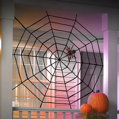 Produktbild von Plüschspinnennetz – Halloween-Dekoration – 200 cm – schwarz