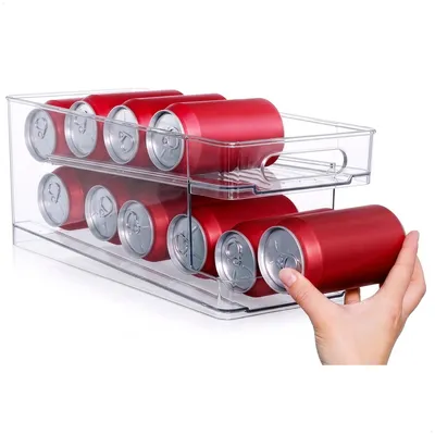 Productafbeelding van com-four® Drankenblikhouder, koelkastorganizer, stapelbaar, transparant