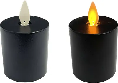 Produktbild von Coen Bakker LED Kerzen schwarz 2-er Set 4,5x8cm bewegliche Flamme Kunststoff Timer warmweiß