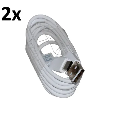 Produktbild von 2x Typ-C Ladekabel für Original Samsung Galaxy M30s Datenkabel 1,5m weiß USB-Ladegerätkabel Aufladekabel Type-C Charging-Cable