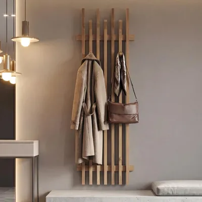 Zdjęcie produktu dla MCA wieszak na ubrania panel HWC-P57, wieszak ścienny drewniany wieszak na ubrania, lite drewno 135x40cm dąb