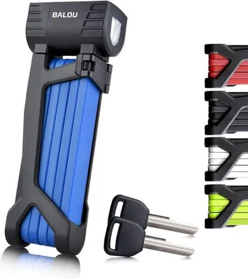 Produktbild von Famanu Faltbares Fahrradschloss mit Halter - 90 cm lang, 6 stabile Stahlsegmente, Sicherheitsniveau 10, blau