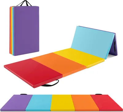 Produktbild von GOPLUS Weichbodenmatte, 201x75x3cm Yogamatte rutschfest mit Klettverschlüssen & Tragegriffen, Gymnastikmatte Turnmatte klappbar für Gymnastik Yoga