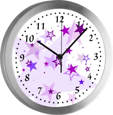 Produktbild von Funkuhr, Kinder Wanduhr, Kinderuhr, Kinderzimmer  Sternenhimmel lila