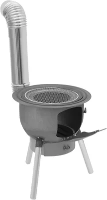 Produktbild von Zeltofen, Tragbarer Holzofen, Campingkocher mit Kaminrohr und Beine, Raketenofen Zeltheizung für Camping, Wandern, Picknick und Grill (3 Kochringe)