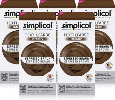 Produktbild von Simplicol Textilfarbe intensiv Espresso-Braun - Einfaches Färben (5er Pack)