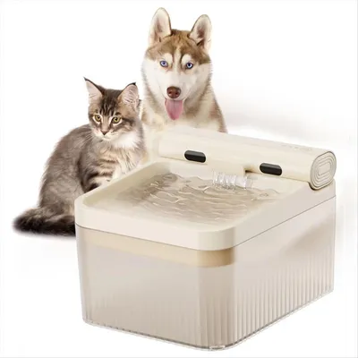 Imagen del producto de AIORBER - Fuente de agua automática inalámbrica para gatos de 2,5L con sensor, silenciosa, con dispensador de agua automático, filtro grande desmontable, portátil, para perros y gatos, color crema