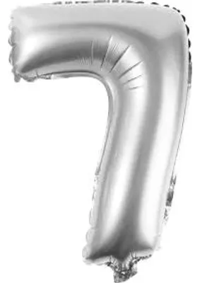 Obrázok produktu pre Fóliový balón s číslom 7, strieborný, 86 cm (34 palcov), na hélium a vzduch