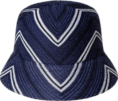 Kangol gestrickter Sommer Bucket Fischerhut mit ZickZack in blau