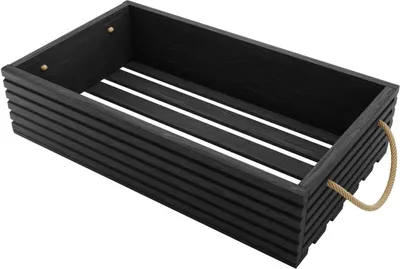 Obrázek produktu pro BOGATECO Přírodní dřevěná bedna | 60 cm x 35 cm x 14,5 cm | Dřevěná bedna | Dekorativní dřevěné bedny | Bedna na ovoce | Bedna na zeleninu | Dřevěná bedna pro skladování | Bedna | Černá