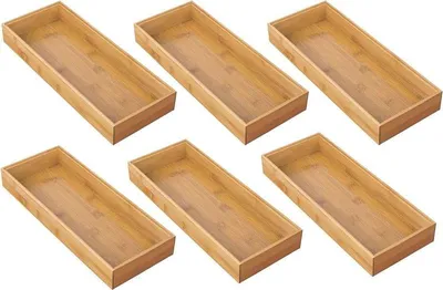 Produktbild von mDesign Organizer Aufbewahrungsbox Schubladenbox Bambus Büro Bad 6er Set