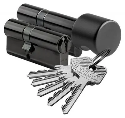 Produktbild von WILKA 1400 50/50 + 1405 50g/50 Schließzylinder Set mit Knauf, schwarz