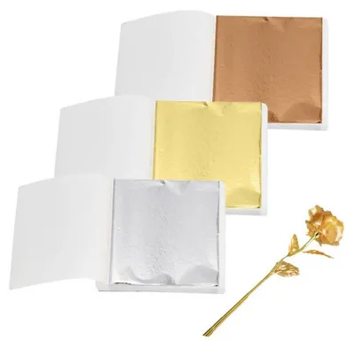 Obrázok produktu pre Zlaté plátky, hliníkové plátky a zlatá fólia na kreatívne projekty, 300 kusov, 8 cm, zlato/striebro/ružové zlato