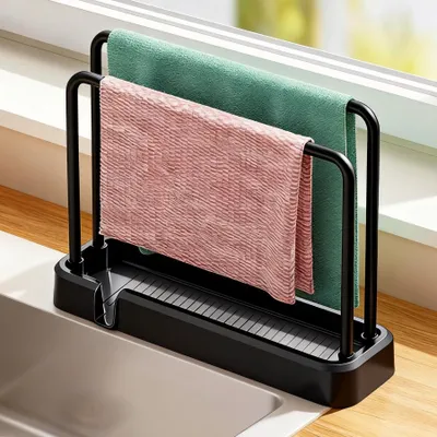 Gootsteenorganizer mit Abtropfschale, schwarz, 25x7,2x21 cm